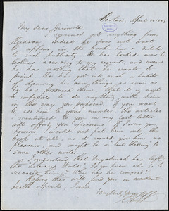 Edwin Percy Whipple, Boston, MA., autograph letter signed to R. W. Griswold, 28 April 1847