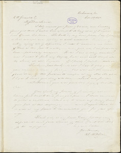 Thomas Willis White, Richmond, VA., autograph letter signed to R. W. Griswold, October 1840