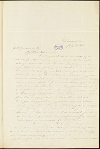 Thomas Willis White, Richmond, VA., autograph letter signed to R. W. Griswold, 17 July 1841
