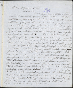 Sarah Helen (Power) Whitman autograph letter signed to R. W. Griswold, [1848?]
