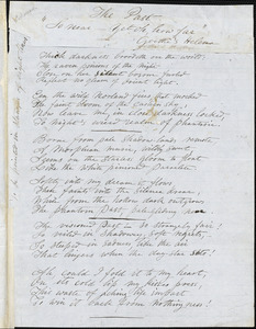Sarah Helen (Power) Whitman manuscript poem., [1846?]: "The Past."