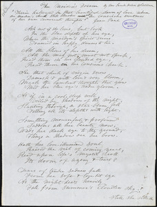 Sarah Helen (Power) Whitman manuscript poem, [c. 1848]: "The Maiden's Dream."