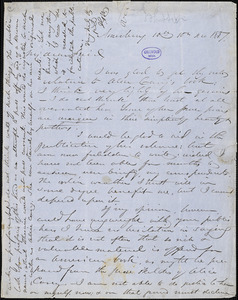 John Greenleaf Whittier, Amesbury, MA., autograph letter signed to [R. W. Griswold], 10 October 1851