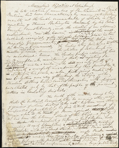 John Greenleaf Whittier manuscript articles, [1847]: "Macaulay's Rejection of Edinburgh" and "The Herald of Truth"