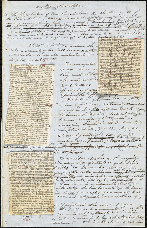 John Greenleaf Whittier, Amesbury, MA., manuscript article, 2 July [1847?]: "New Hampshire Politics."