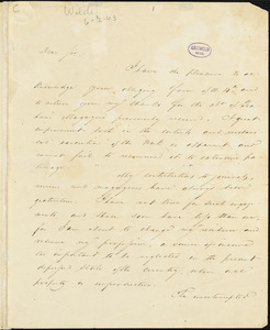 Richard Henry Wilde, Washington, (DC), autograph document signed to R. W. Griswold, 6 February 1843