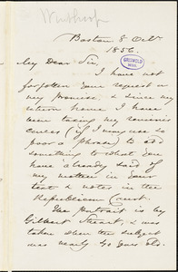 Robert Charles Winthrop, Boston, MA., autograph letter signed to R. W. Griswold, 8 October 1856