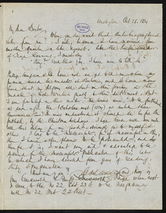 George Wood, Washington, DC., autograph letter signed to R. W. Griswold, 28 October 1854