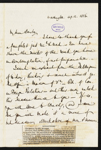 George Wood, Washington, DC., autograph letter signed to R. W. Griswold, 12 April 1856