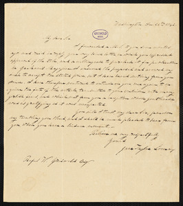 Jane Taylor (Lomax) Worthington, Washington, DC., autograph letter signed to R. W. Griswold, 26 December 1842