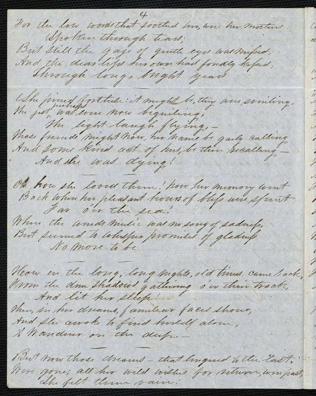 Jane Tayloe (Lomax) Worthington manuscript poems: "The Death at Sea."