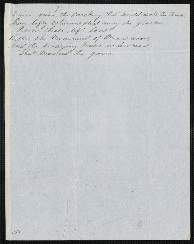 Jane Tayloe (Lomax) Worthington manuscript poems: "The Death at Sea."
