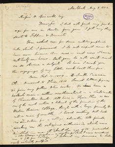 Elizur Wright Jr., New York, autograph letter signed to R. W. Griswold, 8 August 1842