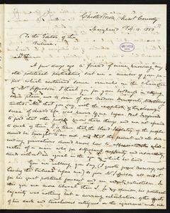 Peregrine Wroth, Chestertown, MD., autograph letter signed to [Horace Greeley], 14 February 1850