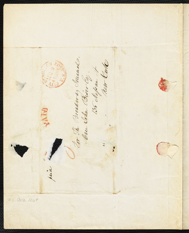 X (pseudonym) autograph letter signed to the Editors of the Broadway Journal