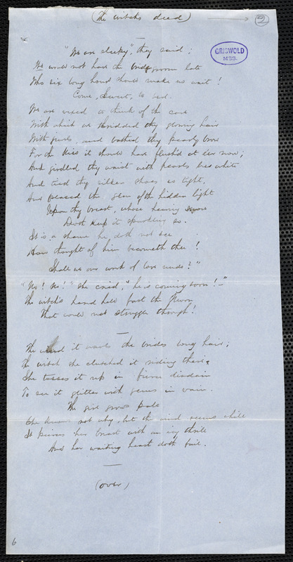 Manuscript poem: "The Witch's Deed"