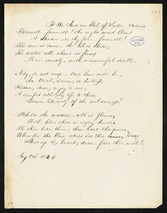 Manuscript poem: "To the Indian Girl of Lake Ontario," [8 May 1824]