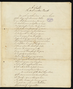 Manuscript poem: "A Fable: the Owl and two Parrots," [1839?]