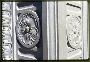 Boston circa 1995: flower detail of a building On Washington St.