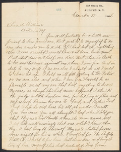 Sacco-Vanzetti Case Records, 1920-1928. Defense Papers. E.C. Whitney to Chas. A. Williams, December 21, 1908. Box 11, Folder 8, Harvard Law School Library, Historical & Special Collections