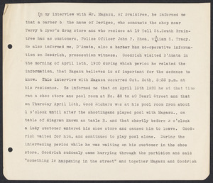 Sacco-Vanzetti Case Records, 1920-1928. Defense Papers. Report of Thomas Doyle, n.d. Box 11, Folder 45, Harvard Law School Library, Historical & Special Collections