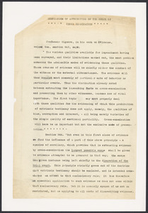 Sacco-Vanzetti Case Records, 1920-1928. Defense Papers. Memorandum of authorities of the scope of cross examination, n.d. Box 11, Folder 56, Harvard Law School Library, Historical & Special Collections