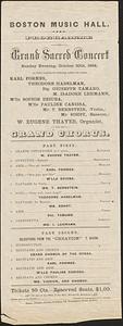 Boston Music Hall programme for grand sacred concert, Sunday evening, October 30th, 1864