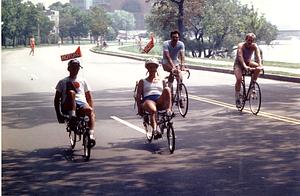 Four Bicyclists on Memorial Drive