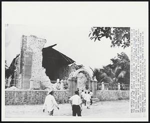 Mexico City -- Quake Hits Church -- This is a view of the front of the church of Coyuca de Catalan, a village about 75 miles northwest of Chilpancingo. The capital of the state of Guerro, after it was hit by a strong earthquake early monday. At least 31 persons were killed as the quake destroyed numerous houses and shacks in several towns and villages in that area.