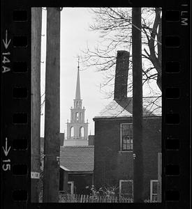 Church spire and buildings