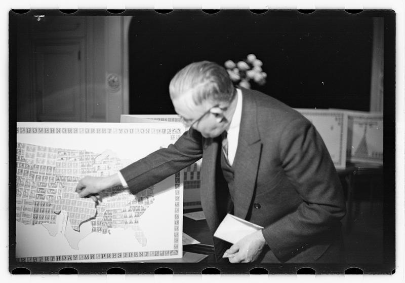 Ernest D. Chase pres., birthday card of stamps