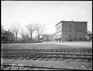 Wachusett Reservoir, Harris Street, looking west, from railroad crossing, Oakdale, West Boylston, Mass., Nov. 10, 1896