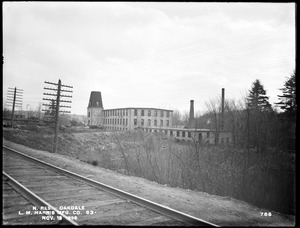 Wachusett Reservoir, Whiting Mill (L. M. Harris Manufacturing Company), from the northwest on Central Massachusetts Railway tracks, Oakdale, West Boylston, Mass., Nov. 13, 1896