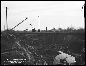 Wachusett Aqueduct, railroad crossing, station 469, Section 10, from the west, Northborough, Mass., Nov. 19, 1896