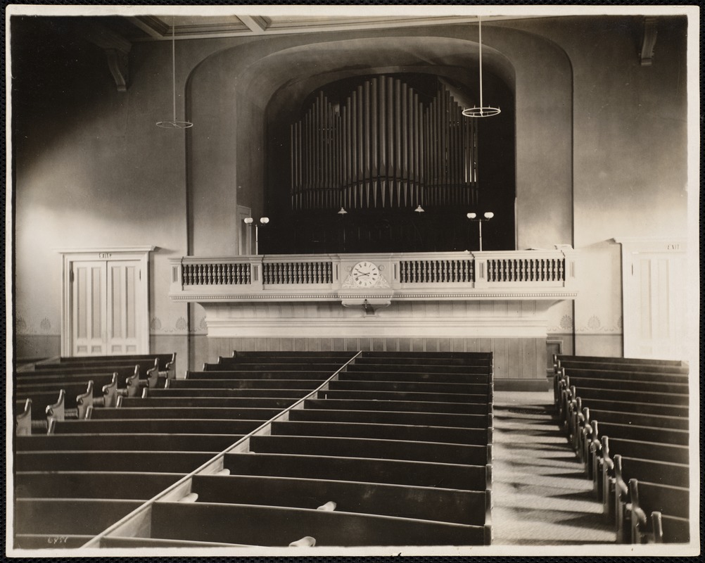 First Parish Church meetinghouse interior (First Congregational)