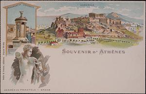 Souvenir d'Athènes. Monument de Lysicrate, l'Acropole, Hermés de Praxitèle - Ερμής