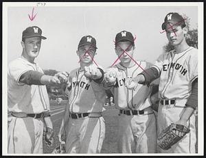 Weymouth Pitchers. LR John Burns - mention. Jeff Baker. George Andersen. Jim Buker.