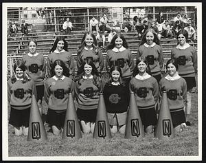 North Quincy- Betty Nolan, Sue Kramer, Sue Brophy, Jayne Morris, Priscilla Manning, Frances Strazzulla. Back - Barbara Male, Arlene Boyd, Patsi Moraman, Cockie Guest, Cheryl Smith, Nancy Shea, Rennie Wallace not shown was in accident.