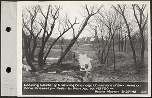 Views of Dane Property, Chestnut Hill Site, Newton Cemetery Site, Boston College Site, looking westerly showing drainage conditions of spoil area on Dane property, Chestnut Hill, Brookline, Mass., Mar. 27, 1942