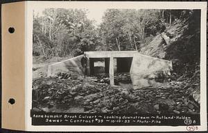 Contract No. 39, Trunk Line Sewer, Rutland, Holden, Asnebumskit Brook culvert, looking downstream, Rutland-Holden Sewer, Holden, Mass., Oct. 10, 1933