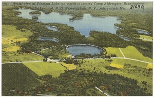 Aerial view of Pleasant Lake, on which is located Camp Aldersgate, Brantingham Lake in the background. P. O. Brantingham, N. Y., Adirondack Mts.