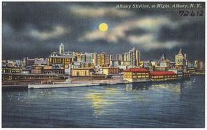 Albany skyline, at night, Albany, N. Y.