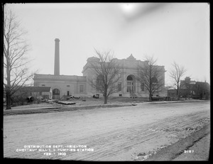 Distribution Department, Chestnut Hill Low Service Pumping Station, front, Brighton, Mass., Feb. 1, 1900