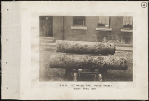 Electrolysis, Central Power Station, Dover Street, 12-inch cast-iron main, age 26 years, exposed to electrolysis 9 years; burst April 1899, Boston, Mass., Apr. 1899