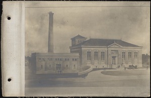 Distribution Department, Chestnut Hill Low Service Pumping Station, architect's rendering of a proposed design; submitted by (not known), Brighton, Mass., ca. 1898
