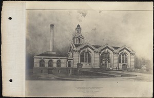 Distribution Department, Chestnut Hill Low Service Pumping Station, architect's rendering of a proposed design; submitted by Peabody & Stearns (Nobscot B), Brighton, Mass., ca. 1898