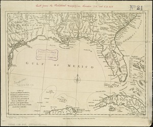 A map of East and West Florida, Georgia, and Louisiana, with the islands of Cuba, Bahama, and the countries surrounding the Gulf of Mexico, with the tract of the Spanish galleons, and of our fleets thro' the Straits of Florida, from the best authorities