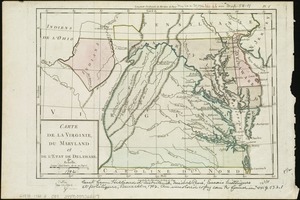 Carte de la Virginie, du Maryland et de l'etat de Delaware
