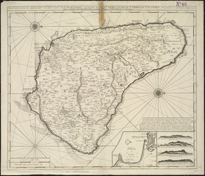 Nieuwe land en zeekaart van het eyland Barbados geleegen in West India onder de Caribesse Eylanden