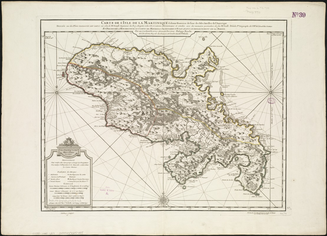 Carte de l'isle de la Martinique colonie Françoise de l'une des isles Antilles de l'Amérique